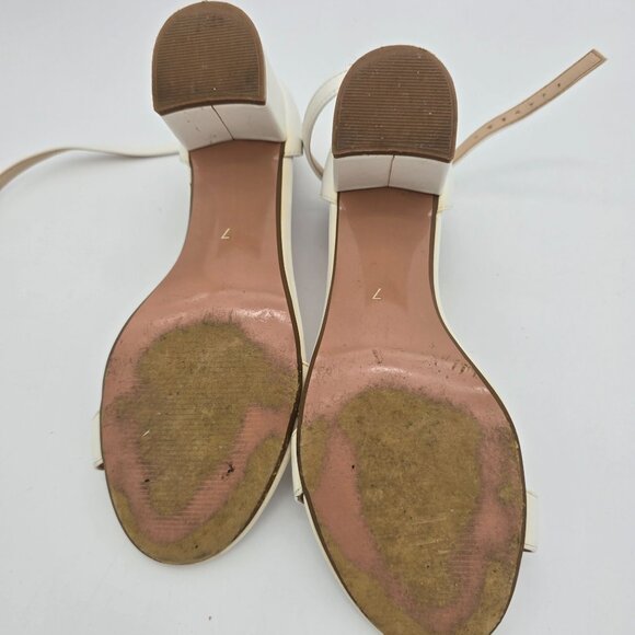 Idifu Womens Low Block Heel Sandals White Ankle Strap Open Toe Size 7 - Picture 8 of 9